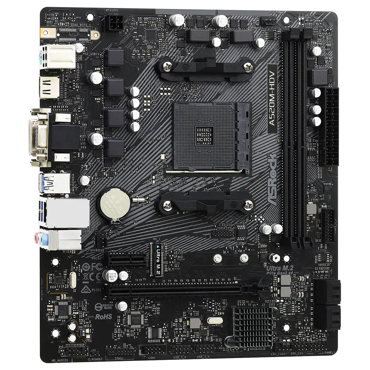 ASROCK A520M-HDV – CARTE MÈRE MICRO ATX – SOCKET AM4 – AMD A520 – 2X DDR4 – M.2 PCIe NVMe – USB 3.0 – PCI EXPRESS 3.0 X16