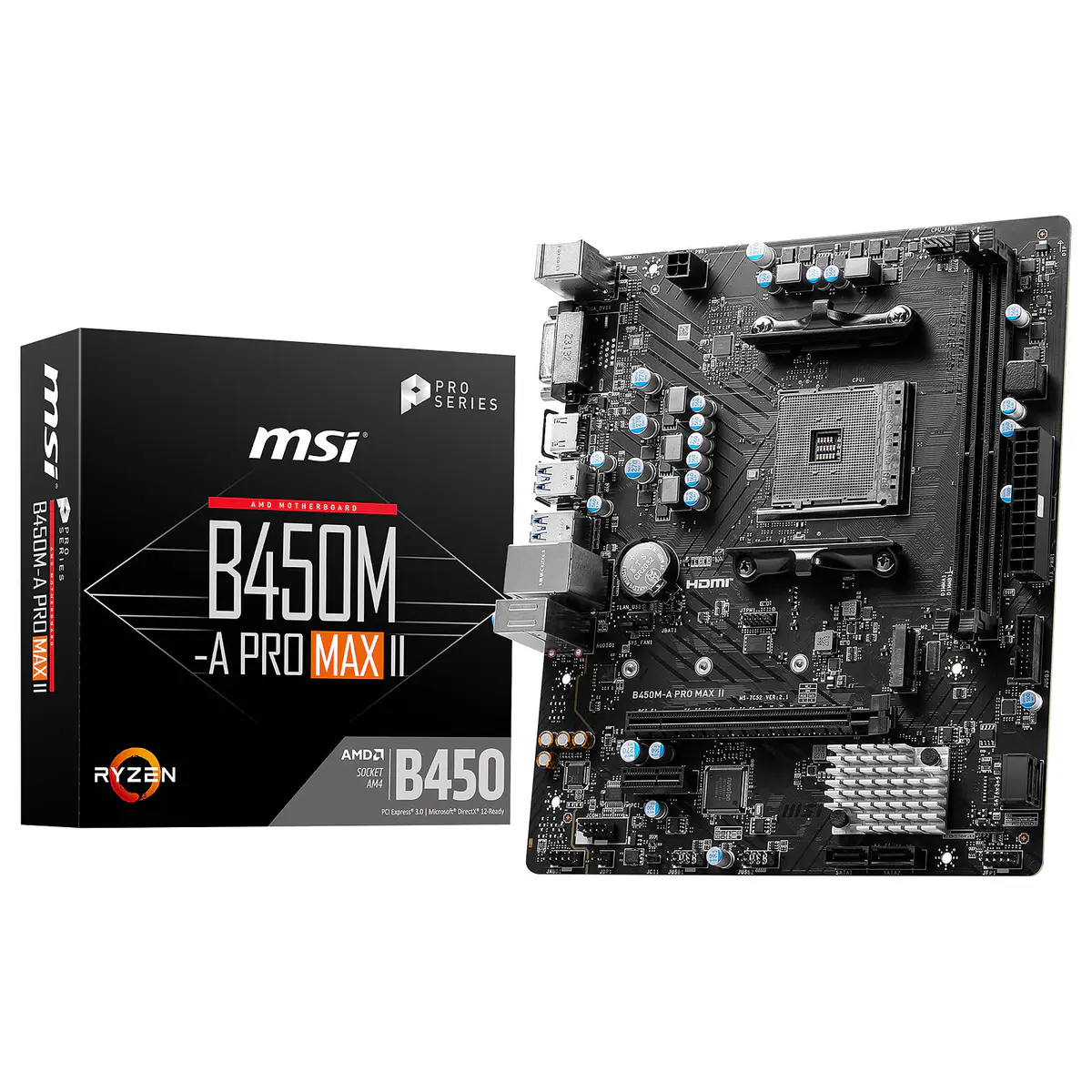 MSI B450M-A PRO MAX II – MICRO-ATX – AMD SOCKET – 2X DDR4 – M.2 PCIE 3.0 – USB 3.0 – PCI-E 3.0