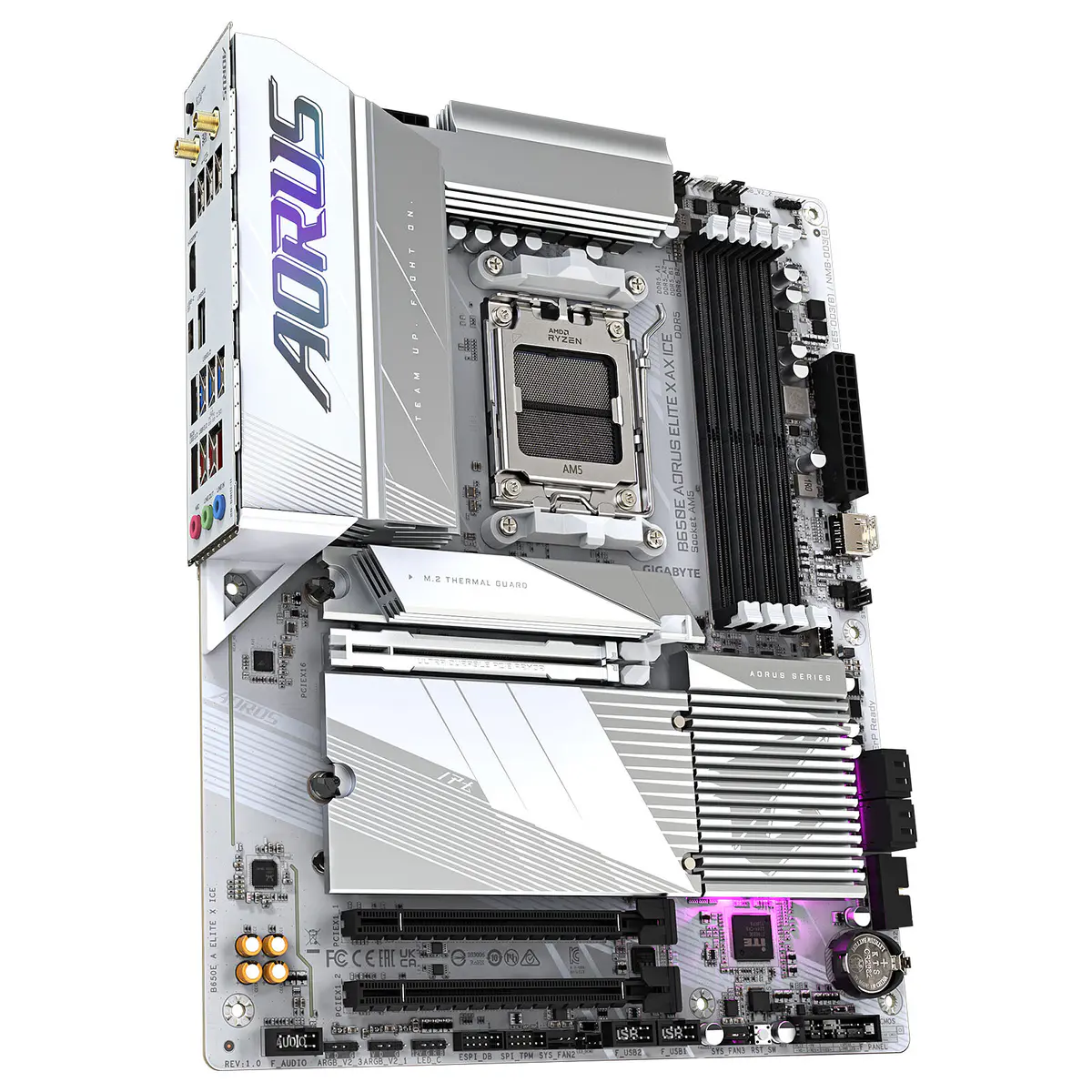 GIGABYTE B650 AORUS ELITE AX ICE – CARTE MÈRE ATX – SOCKET AM5 – 4 X DDR5 – CIE 4.0 X16 – M.2 PCIE 5.0 – WIFI 6E – LAN 2.5GBE – WHITE