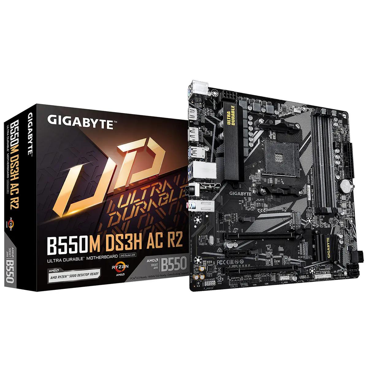 Carte mére Gigabyte B550M DS3H Micro ATX Socket AM4 AMD B550 – 4 x DDR4 – SATA 6Gb/s + M.2 – USB 3.1