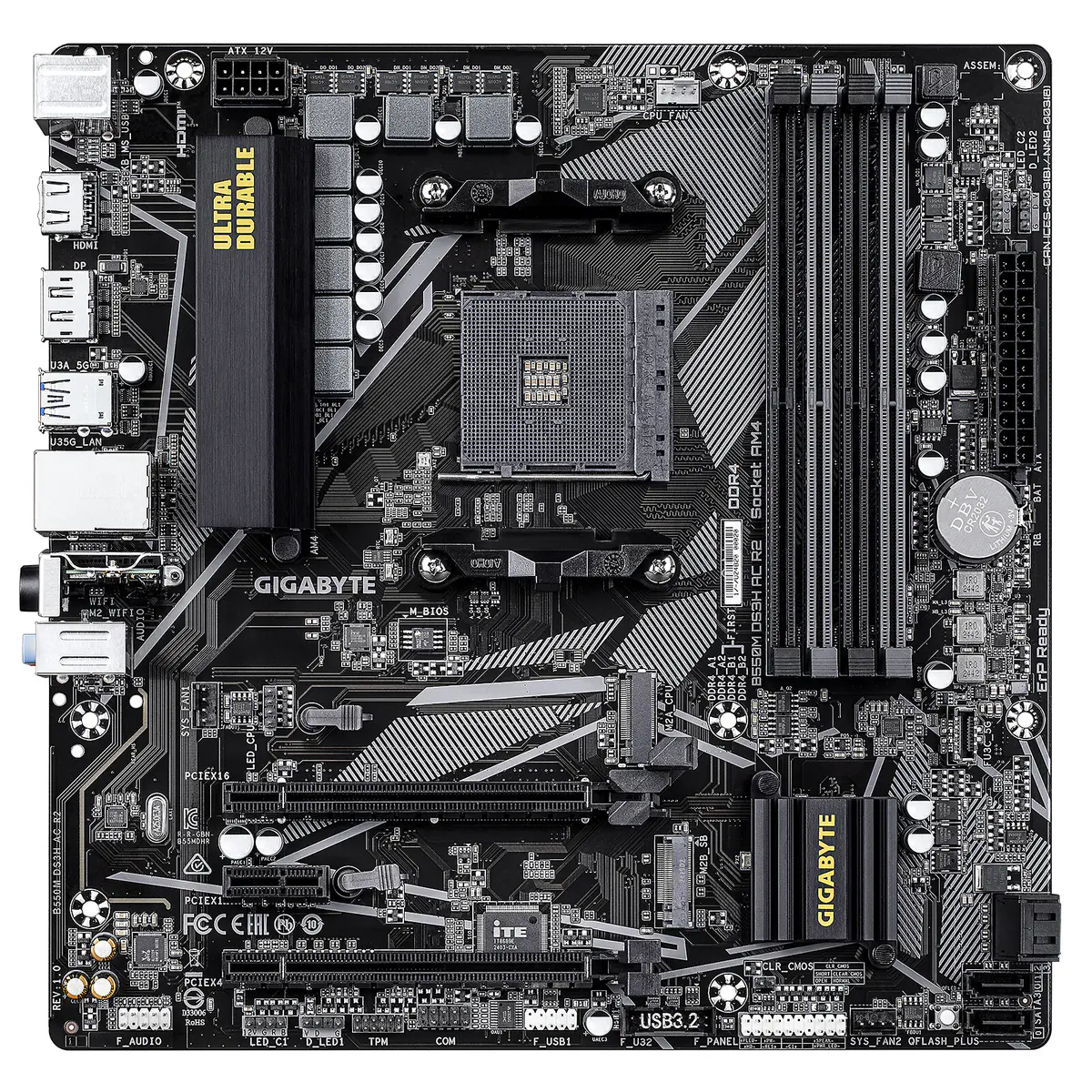 Carte mére Gigabyte B550M DS3H Micro ATX Socket AM4 AMD B550 – 4 x DDR4 – SATA 6Gb/s + M.2 – USB 3.1