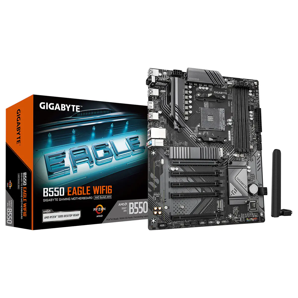 GIGABYTE B550 EAGLE WIFI6 – CARTE MÈRE ATX – SOCKET AM4 – 4 x DDR4 – 2 x DDR4 – 2 x M.2 NVMe – WIFI 6 – PCIe 4.0 – BLACK