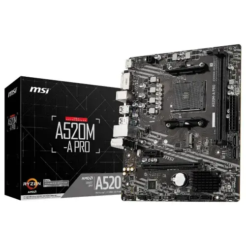 MSI A520M-A PRO – CARTE MÈRE MICRO ATX- SOCKET AM4 AMD A520 – DDR4 – M.2 NVME – USB 3.0 – PCIE 3.0 – BLACK