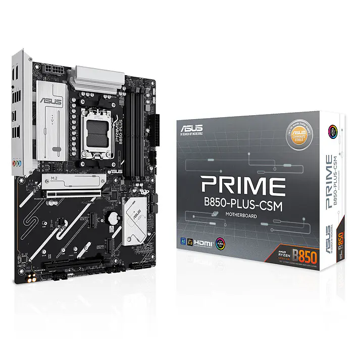 ASUS PRIME B850-PLUS-CSM- CARTE MÈRE ATX – SOCKET AM5 – DDR5 – PCIE 5.0 – M.2 – 2.5GBE – BLACK
