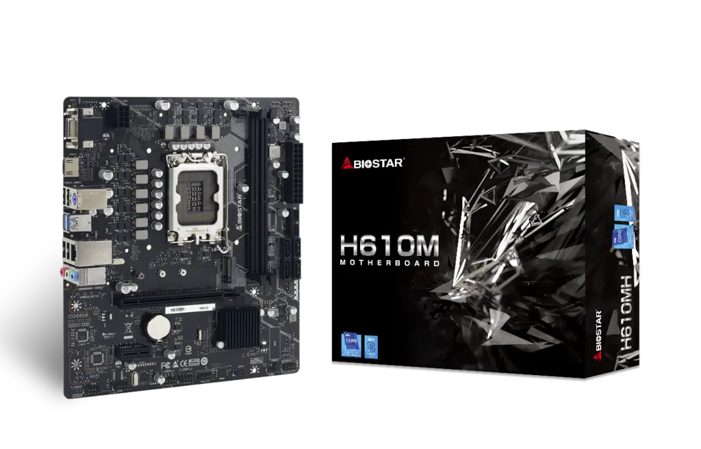 BIOSTAR H610 MHP – LGA 1700 – UATX – 2 X DDR4 – USB 3.2 – HDMI VGA – 1 X PCIe 3.0 –