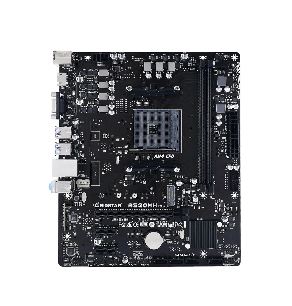 BIOSTAR A520 MT – AMD AM4 – UATX – 2 X DDR4 – USB 3.0 – HDMI – 1 X PCIe 3.0 –