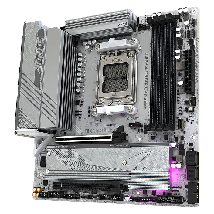 GIGABYTE B650M AORUS ELITE AX ICE – CARTE MÈRE MICRO ATX – SOCKET AM5 – 4 x DDR5 – WI-FI 6E – WHITE