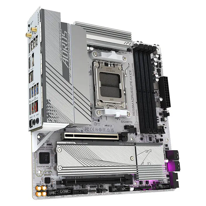 GIGABYTE B650M AORUS ELITE AX ICE – CARTE MÈRE MICRO ATX – SOCKET AM5 – 4 x DDR5 – WI-FI 6E – WHITE