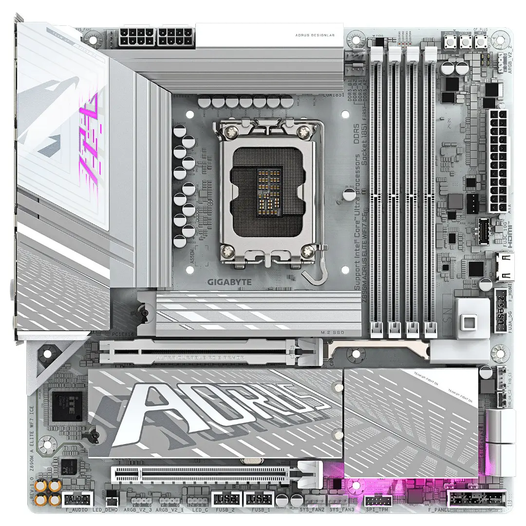 GIGABYTE Z890M AORUS ELITE WIFI7 ICE – MICRO ATX – SOCKET 1851 – WI-FI 7 -BLUETOOTH -4XDDR5 -M.2 5.0
