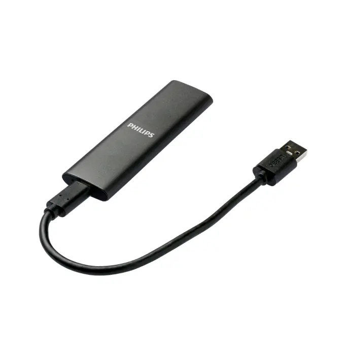 PHILIPS DISQUE DUR SSD EXTERNE 250GO – 540 MO/S – USB-A VERS USB-C – PC ET MAC – ALUMINIUM – GREY
