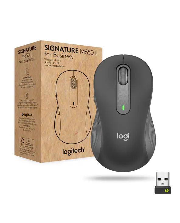Logitech Signature M650 L – Souris Sans Fil & Bluetooth – Graphite –