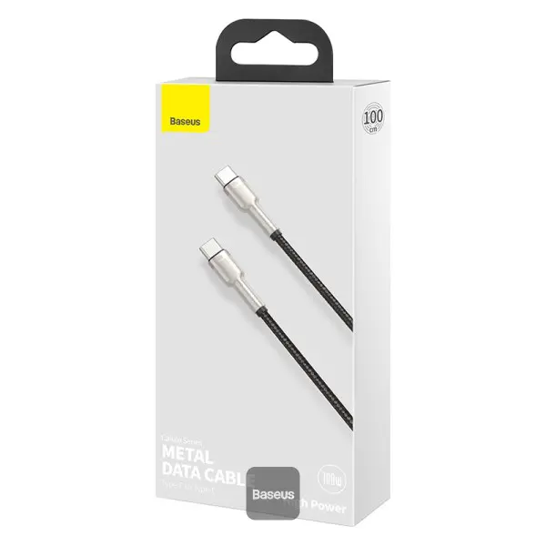 Baseus Type-C – Type-C cable 1m Cafule Series Metal Fast charge/data 100W Noir – Blanc