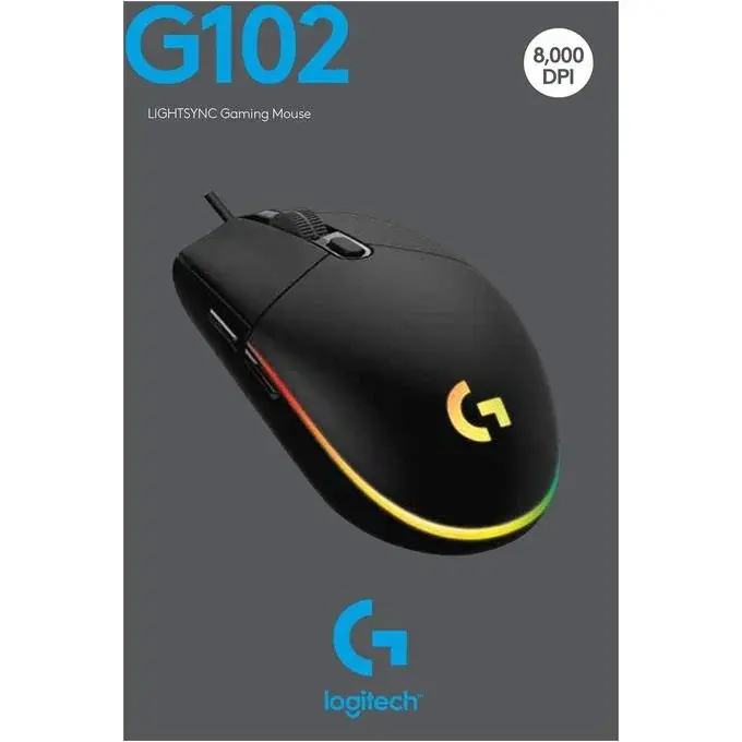 SOURIS LOGITECH G102 – GAMING FILAIRE – LIGHTSYNC – NOIR-BLANC