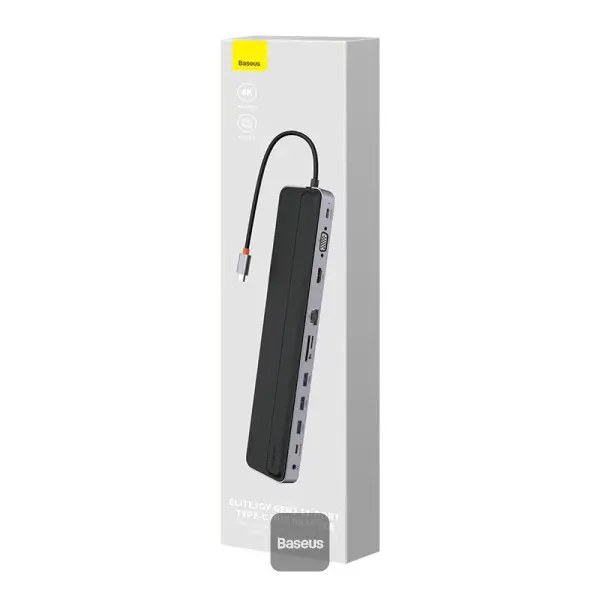 BASEUS ELITEJOY GEN 2 – STATION D ACCUEIL USB-C 11 EN 1 – HUB MULTIPORT – POWER DELIVERY 100W – GRIS