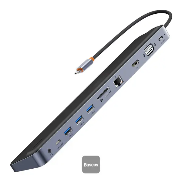 BASEUS ELITEJOY GEN 2 – STATION D ACCUEIL USB-C 11 EN 1 – HUB MULTIPORT – POWER DELIVERY 100W – GRIS