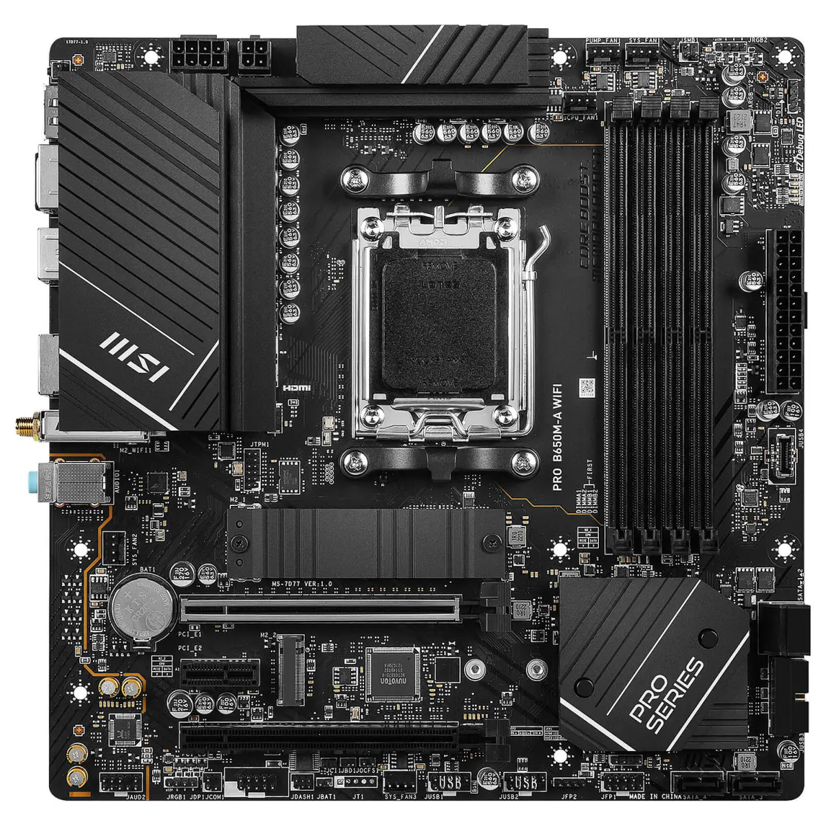 MSI PRO B650M-A WIFI – MICRO ATX AM5 – 4X DDR5 – M.2 PCIE 4.0 – PCIE 4.0 – LAN 2.5 GBE – WI-FI 6E