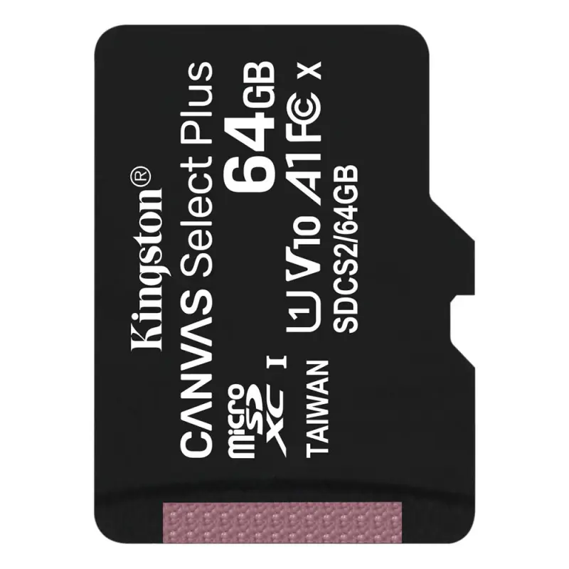 KINGSTON CANVAS SELECT PLUS – CARTE MÉMOIRE MICRO SDXC 64 GO – 100 MO/S – CLASS 10 –