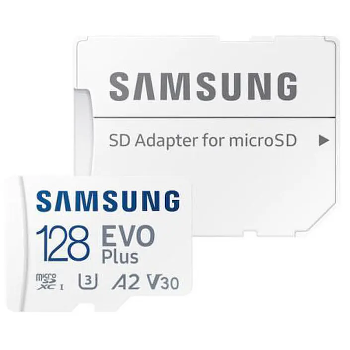 AMSUNG EVO PLUS MICROSD 128GO + ADAPTATEUR SD – CARTE MÉMOIRE MICRO SD – VITESSE 160 MBS – V30