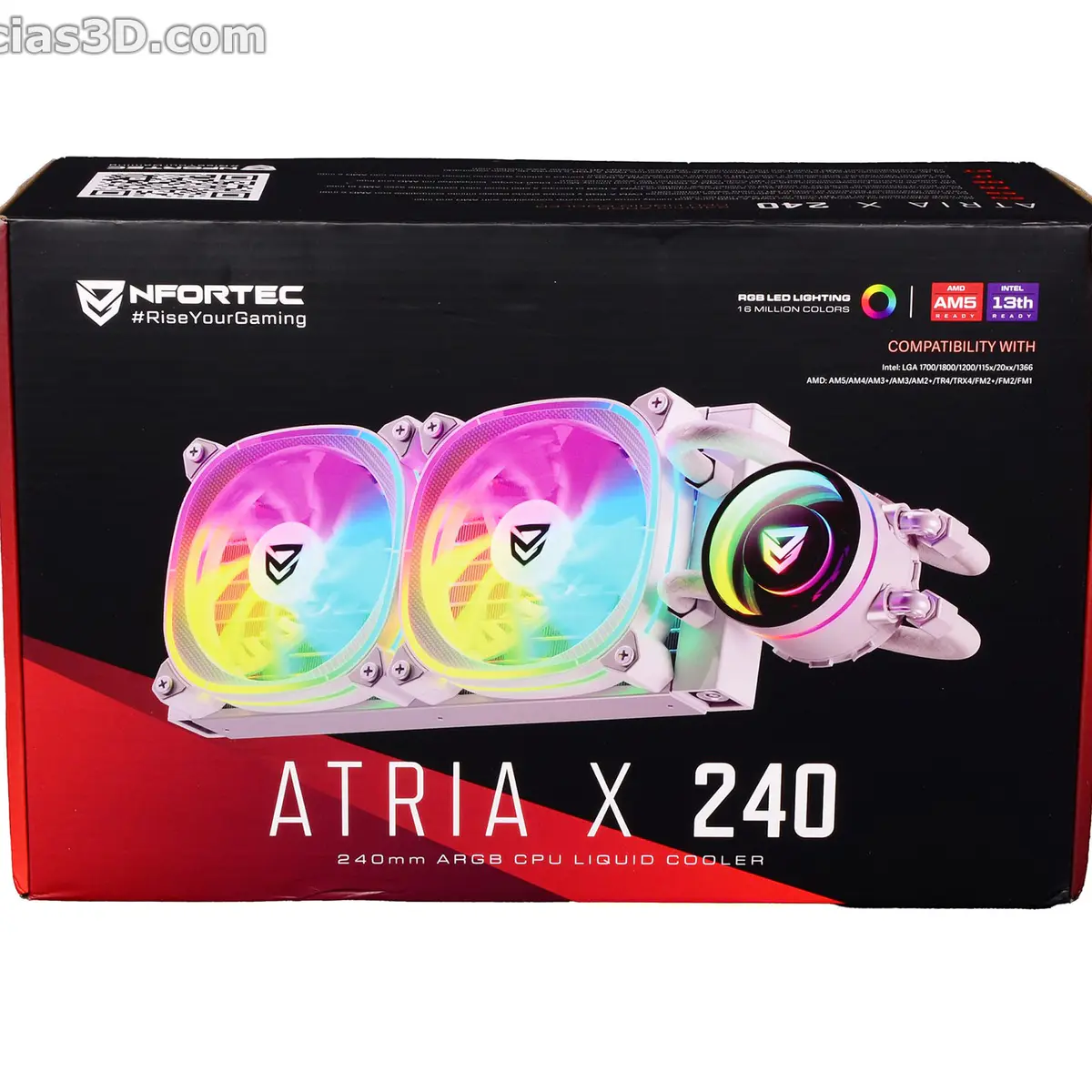 NFORTEC ATRIA X 240 MM – WATERCOOLING AIO – INTEL & AMD – SILENCIEUX – RGB – 2FAN 240 WTD – WHITE