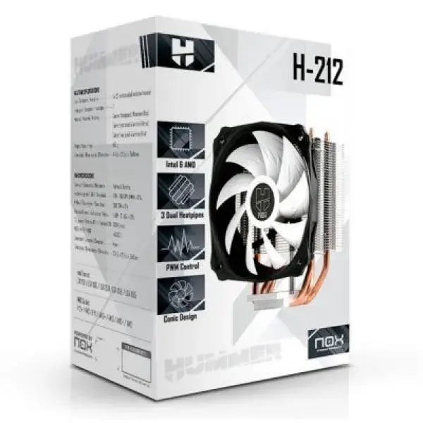 NOX HUMMER H-212 – REFROIDISSEUR CPU – INTEL & AMD – 120MM FAN – SILENCIEUX – ALUMINIUM – BLACK