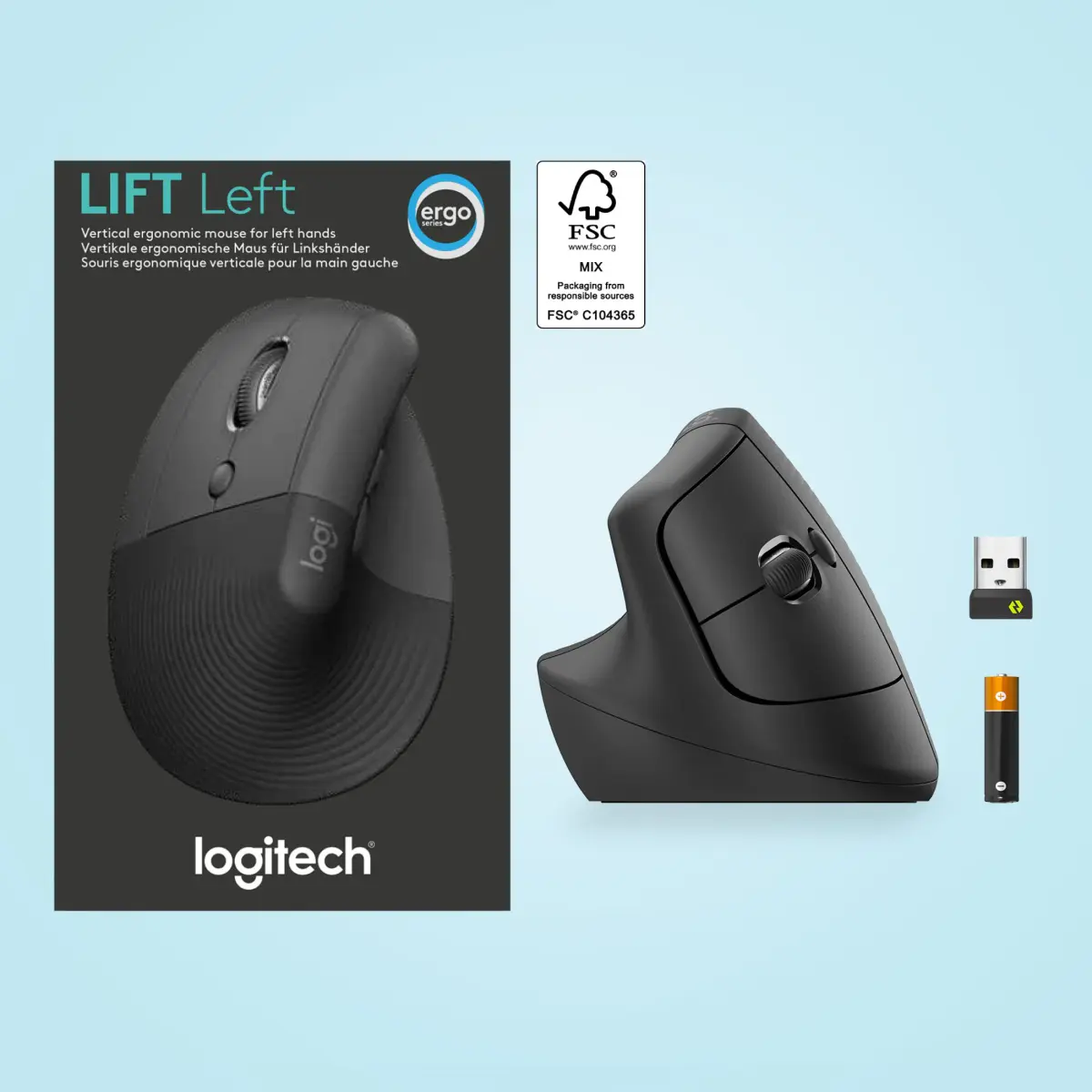 LOGITECH LIFT LEFT SOURIS ANS FIL ERGONOMIQUE – 6 BOUTONS – 4000 DPI – USB – SILENTTOUCH – GRAPHITE