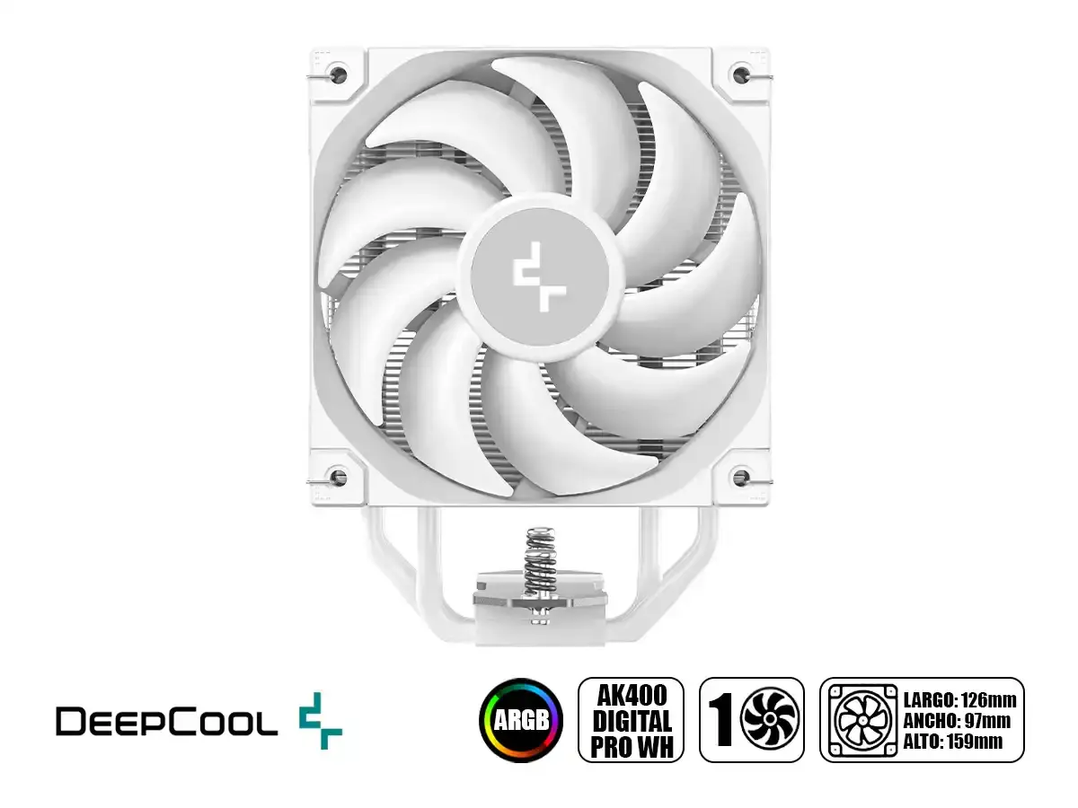 DEEPCOOL AK400 DIGITAL PRO – AIRCOOLING 120 MM – INTEL & AMD – ARGB – ÉCRAN LCD – 2000 RPM – WHITE