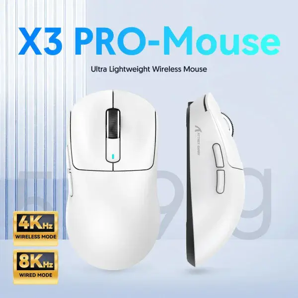ATTACK SHARK X3 PRO – SOURIS FILAIRE & SANS FIL – BLUETOOTH – 6 BOUTONS – 26000 DPI – 8KHZ – WHITE