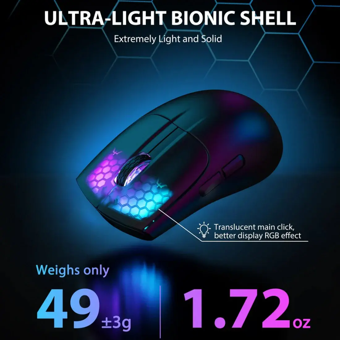 ATTACK SHARK X5 – SOURIS FILAIRE & SANS FIL – BLUETOOTH – USB 2.4G – 5 BOUTONS – 4000 DPI – RGB – BLACK