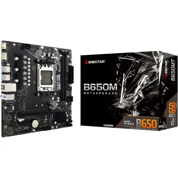 BIOSTAR B650MT – CARTE MÈRE MICRO-ATX – SOCKET AM5 – AMD B650 – 2 X DDR5 – SATA – SLOT M.2 – BLACK