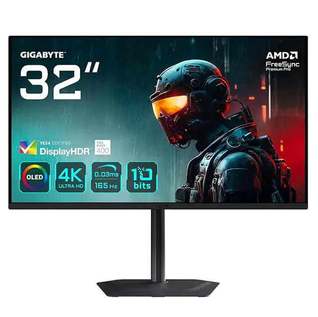 GIGABYTE MO32U – GAMING MONITEUR 32″ 4K – QD-OLED – IPS – 165HZ – 0.03MS – HDR400 – PIVOT – BLACK