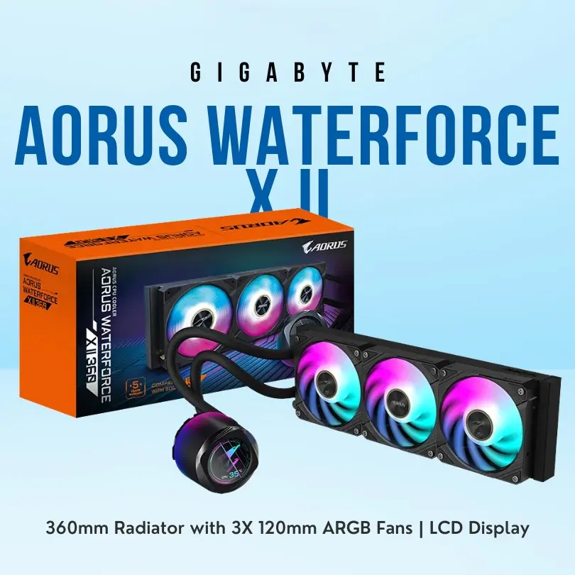 GIGABYTE AORUS WATERFORCE X II 360 – WATERCOOLING ULTRA PERFORMANCE – LCD – 360 MM – RGB – BLACK