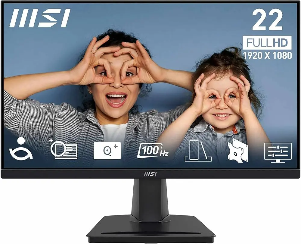 ECRAN MSI PRO MP225V – MONITEUR PRO 22″ FHD – 100HZ – VA – 1 MS – HDMI/VGA – ANTI-FLICKER – BLACK
