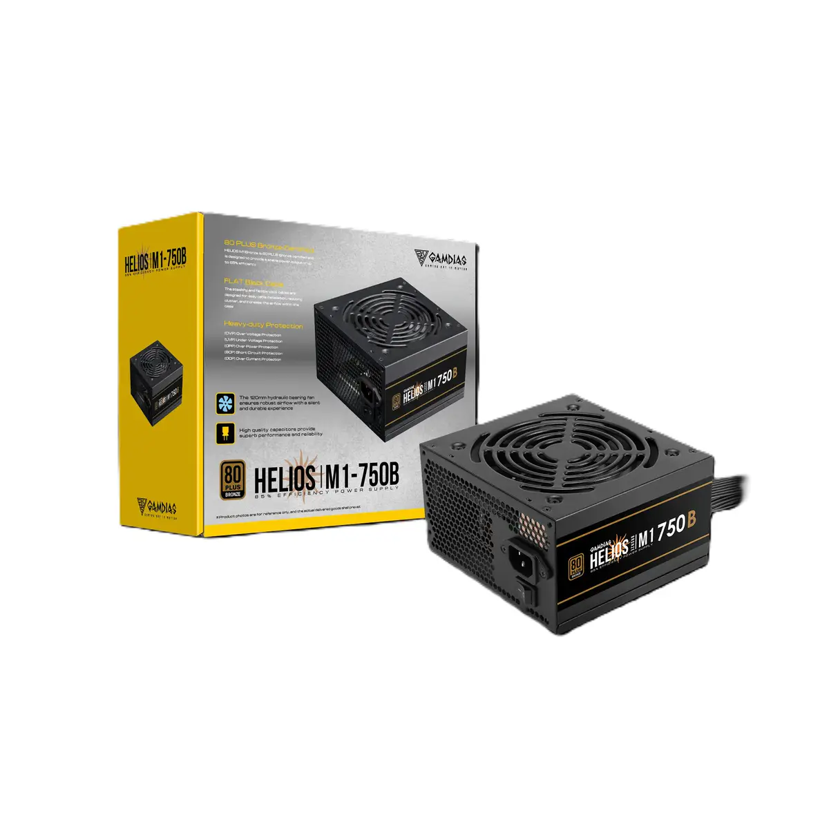 GAMDIAS HELIOS M1-750B – ALIMENTATION 750W – 80 PLUS BRONZE – ATX12V V2.4 – FAN SILENCIEUX – BLACK