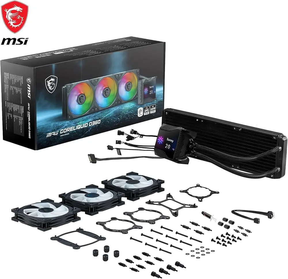 MSI MPG CORELIQUID D360 – WATER COOLING 360MM – ÉCRAN LCD – HAUTE PERFORMANCE – INTEL & AMD – BLACK