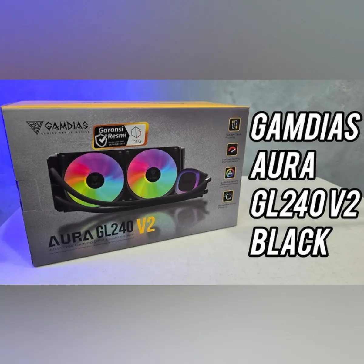 GAMDIAS AURA GL240 V2 – WATER COOLING 240MM -2 X FANS ARGB – PERFORMANCE – INTEL & AMD – BLACK