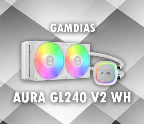 GAMDIAS AURA GL240 V2 – WATER COOLING 240MM -2 X FANS ARGB – PERFORMANCE – INTEL & AMD – WHITE