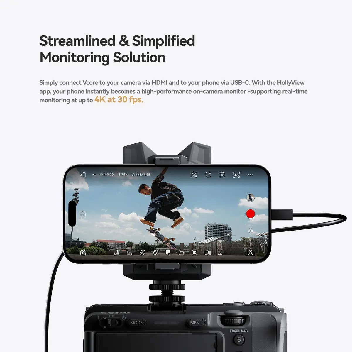 HOLLYLAND VCORE WIRELESS HDMI VIDEO TRANSMISSION SYSTEM – 4K 30FPS – FAIBLE LATENCE – BATTERIE – BALACK