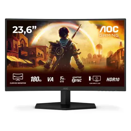 ECRAN AOC C24G42E – 24″ CURVED – FULL HD – 180Hz – 0.5ms – VA – HDR10 – HDMI / DISPLAYPORT – BLACK