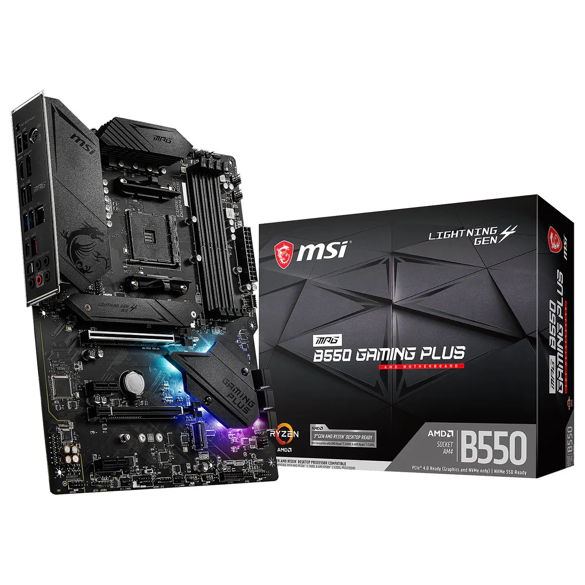 MSI MPG B550 GAMING PLUS ATX – AMD AM4 – 4x DDR4 – SATA 6Gb/s + M.2 – USB 3.1 – PCI-E 4.0 – BLACK