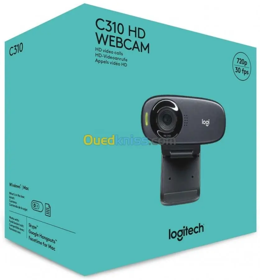 LOGITECH C310 WEBCAM HD 720P – 30 FPS – MICRO INTÉGRÉ – USB – PLUG & PLAY – PC & LAPTOP – BLACK