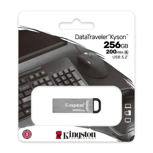 KINGSTON DATATRAVELER KYSON – FALSH DISQUE 256GB – JUSQU’À 200 MB/S – USB TYPE-A 3.2 – BLACK
