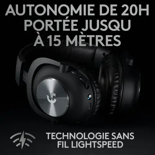LOGITECH G PRO X LIGHTSPEED – CASQUE GAMING SANS FIL – LIGHTSPEED – AUDIO PRO – MICRO DÉTACHABLE – BLACK