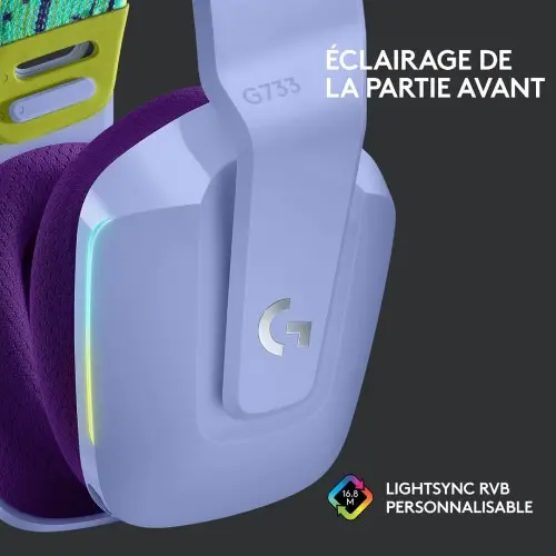 LOGITECH G733 LIGHTSPEED – CASQUE GAMING SANS FIL – DTS HEADPHONE X 2.0 – RGB – MICRO DÉTACHABLE – BLEU