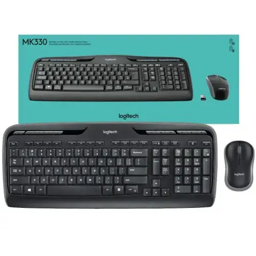 LOGITECH COMBO CLAVIER + SOURIS MK330 – SANS FIL – COMBO – RÉCEPTEUR USB – AZERTY FRANÇAIS – BLACK