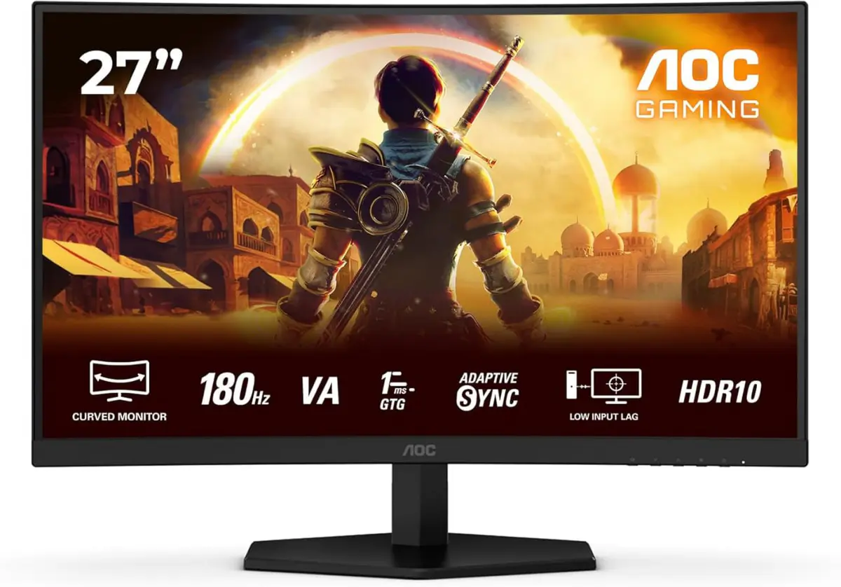 ÉCRAN AOC C27G42E – 27″ POUCES – FHD CURVED – 180HZ – 0.5MS – DALL IPS – HDR- ADAPTIVE SYNC – NOIR