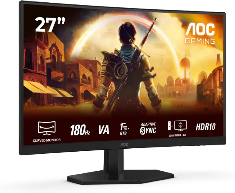 ÉCRAN AOC C27G42E – 27″ POUCES – FHD CURVED – 180HZ – 0.5MS – DALL IPS – HDR- ADAPTIVE SYNC – NOIR