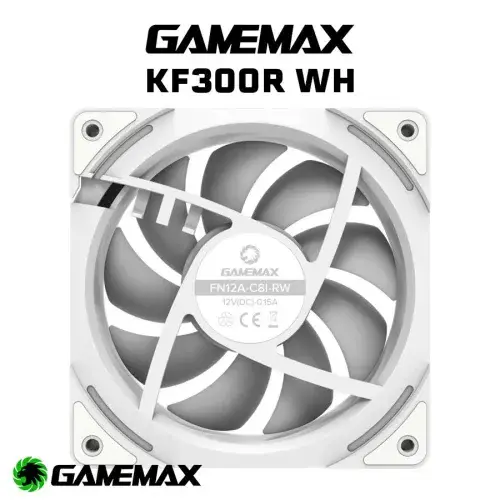 GAMEMAX KF300 – KIT 3 VENTILATEURS GAMING – 120mm ARGB PWM – REVERSE FAN – SILENCIEUX – WHITE