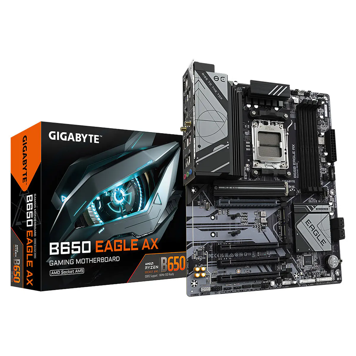 GIGABYTE B650 EAGLE AX – CARTE MÈRE ATX – SOCKET AM5 – 4 X DDR5 – 1 X PCIE 4.0 X16 – 1 X M.2 PCIE 5.0 NVME – WIFI 6 – USB 3.1 – BLACK