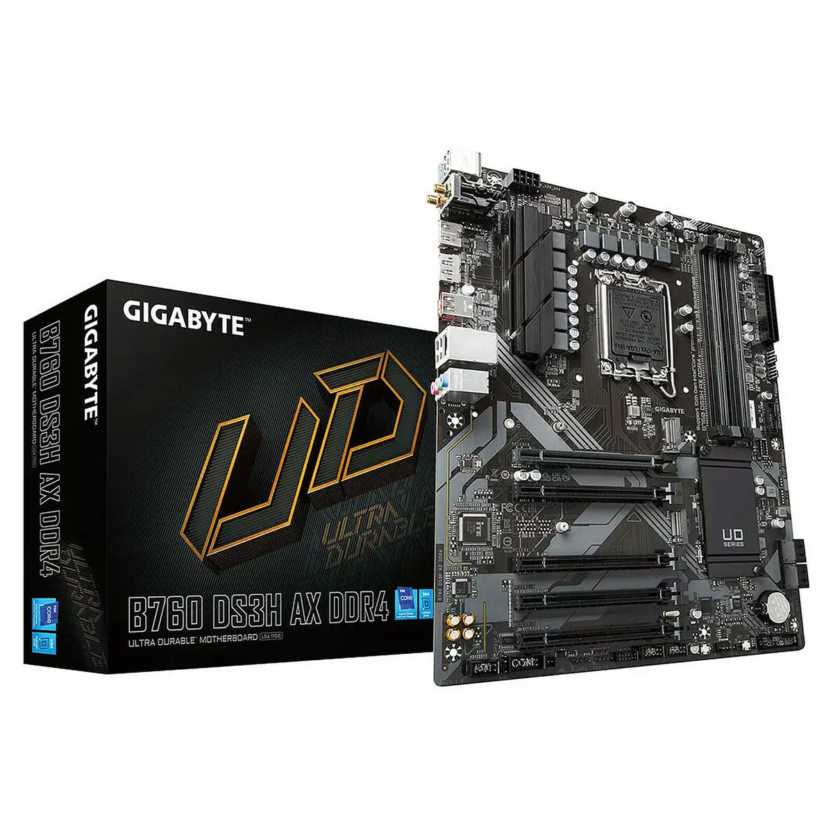 GIGABYTE B760 DS3H AX DDR4 – CARTE MÈRE ATX – SOCKET LGA 1700 – 4 x DDR4 – 1 x PCIe 4.0 X16 – 2 x M.2 PCIe 4.0 NVMe – WIFI 6E – BLUETOOTH 5.2 – USB 3.2 – BLACK