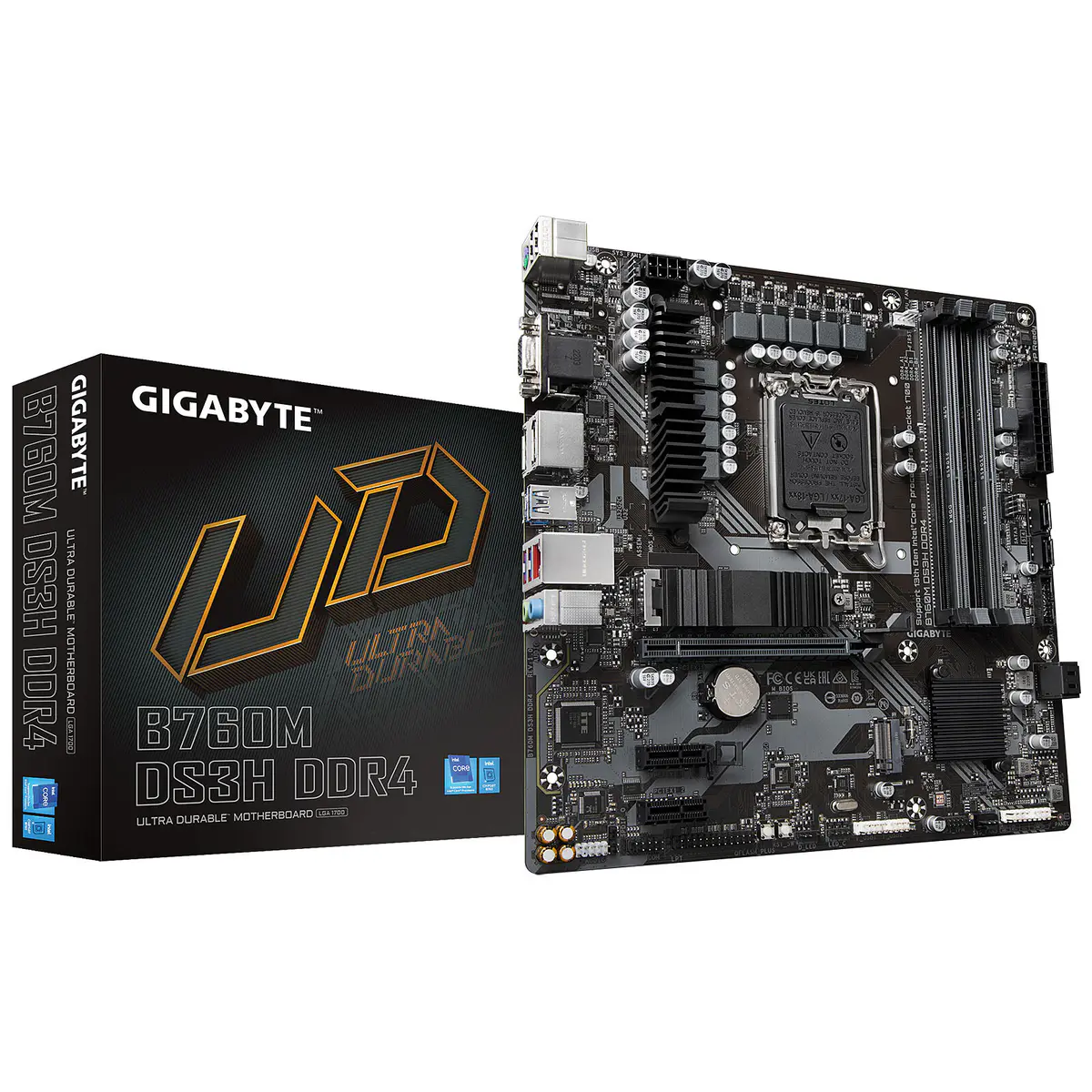 GIGABYTE B760M DS3H DDR4 – CARTE MÈRE MICRO ATX – SOCKET LGA 1700 – 4 x DDR4 – 1 x PCIe 4.0 X16 – 2 x M.2 PCIe 4.0 NVMe – LAN 2.5GBE – USB 3.1 – BLACK